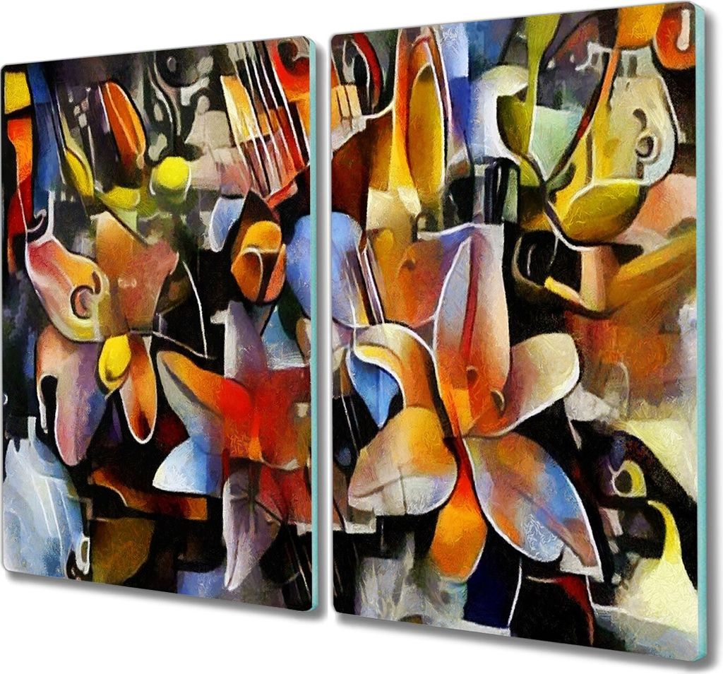 Coloray Herdabdeckplatte 2x30x52 cm Schneidebrett Kochplattenabdeckung Küchenbrett Hackbrett - moderne Blumen