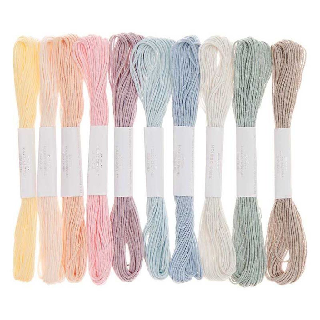 Rico Design Stickgarnset 10 Stück 8m Länge Ideal für Handarbeiten und Sticken Pastell