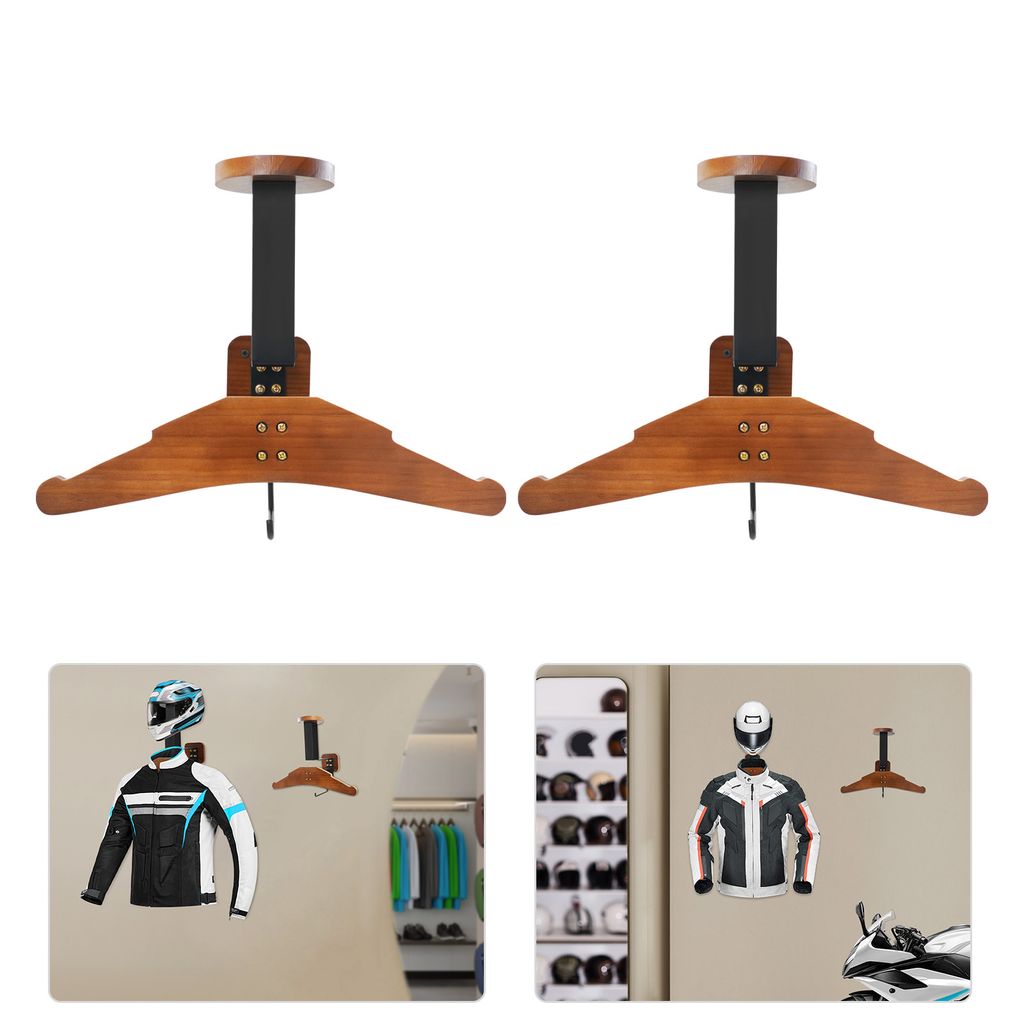2*Wandhalterung für Motorradhelme (Walnussfarbe) Wand Mount Helm Halter Display Stand für Motorrad Helm Kleidung