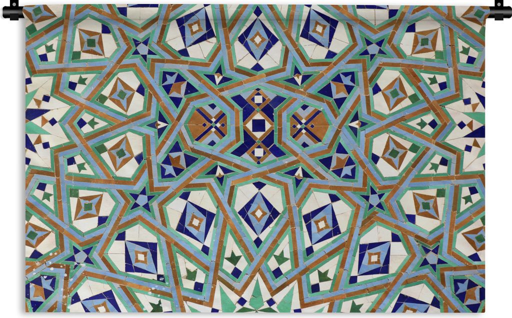 MuchoWow Wandteppich Wandbehang Eine marokkanische Mosaikwand, bei der die Figuren ineinander verschachtelt sind 150x100 cm Tapisserie Dekoration...