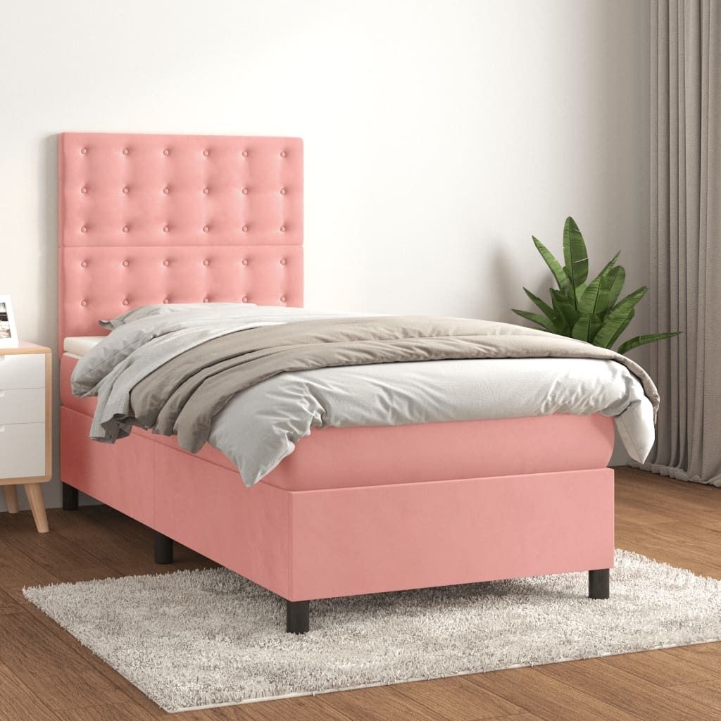 The Living Store Boxspringbett mit Matratze Rosa 80x200 cm Samt