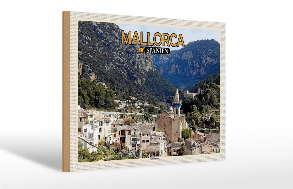 Holzschild Reise 30x20cm Mallorca Spanien Valldemossa Gemeinde