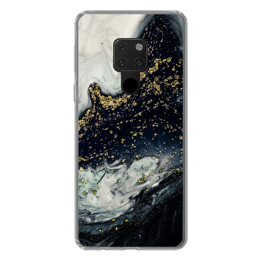 MuchoWow Handyhülle Schutzhülle Hülle für Huawei P40 Lite Marmor - Naturstein - Gold Silikon Softcase Handy Hülle - Handy