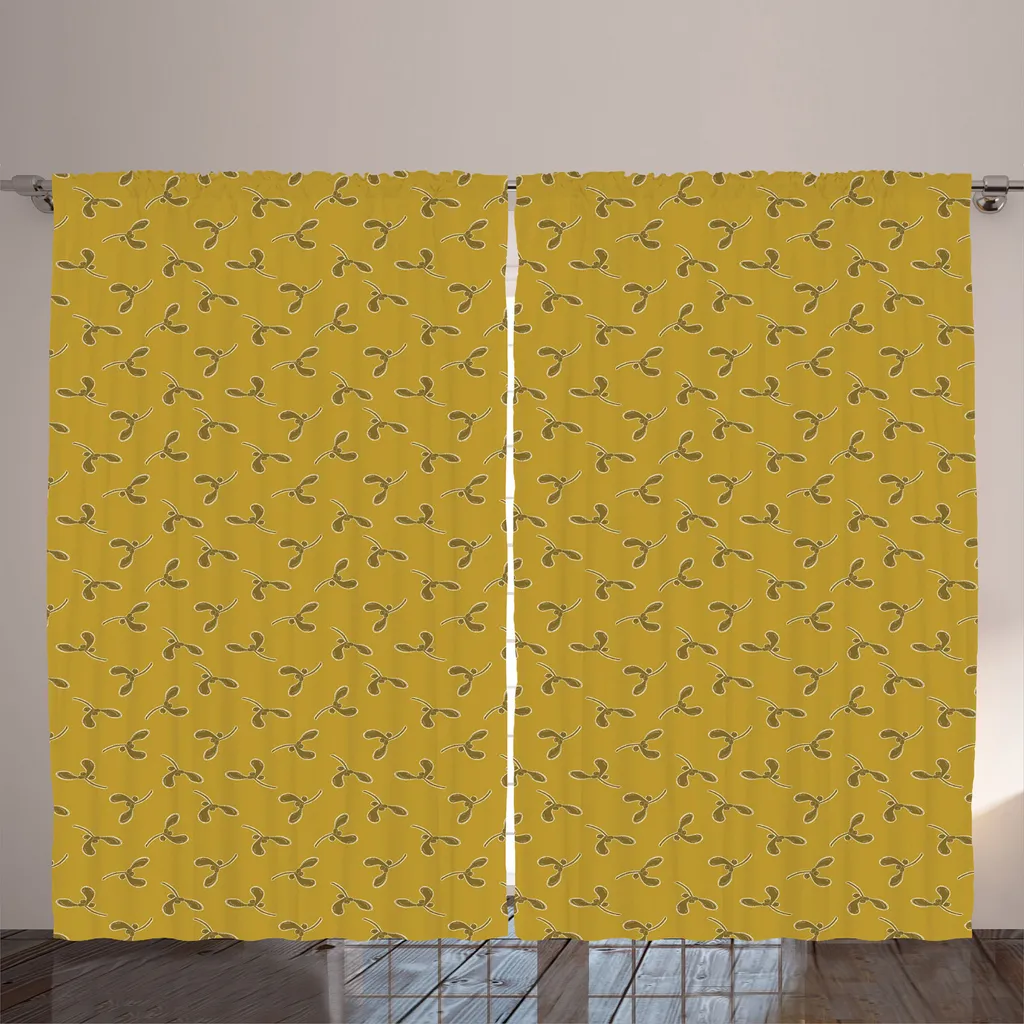 Rideaux de Salon avec Boucles et Crochets 280x225 cm Motif Végétal