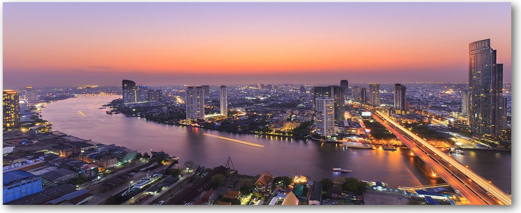 Tulup Leinwandbild - 125x50 cm - Wandkunst - Drucke auf Leinwand - Leinwanddruck - Sehenswürdigkeiten & Architektur - Orange - Bangkok
