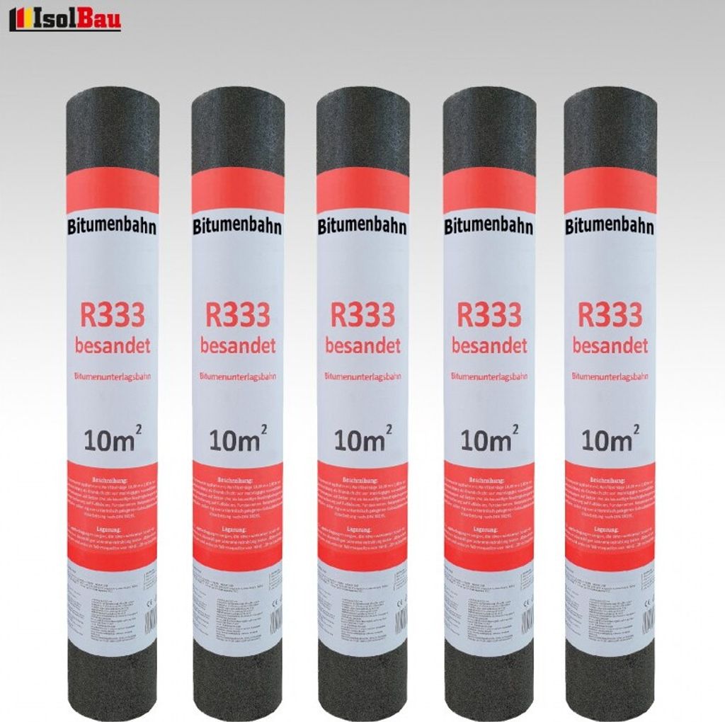 Isolbau Dachpappe R333 Besandet 50m2 5 Rollen Bitumenbahn Produktbild 
