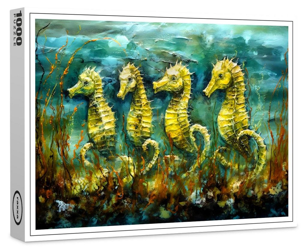 raxxa Premium-Puzzle "Seahorses in Expressive Ocean Oil Painting", 1000 Teile