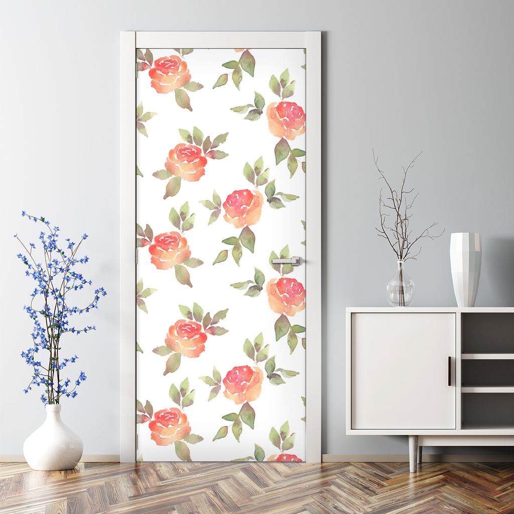 Dekorative Türposter Aufkleber selbstklebend Klebefolie Vintage Roses Blumen 85 x 200 cm