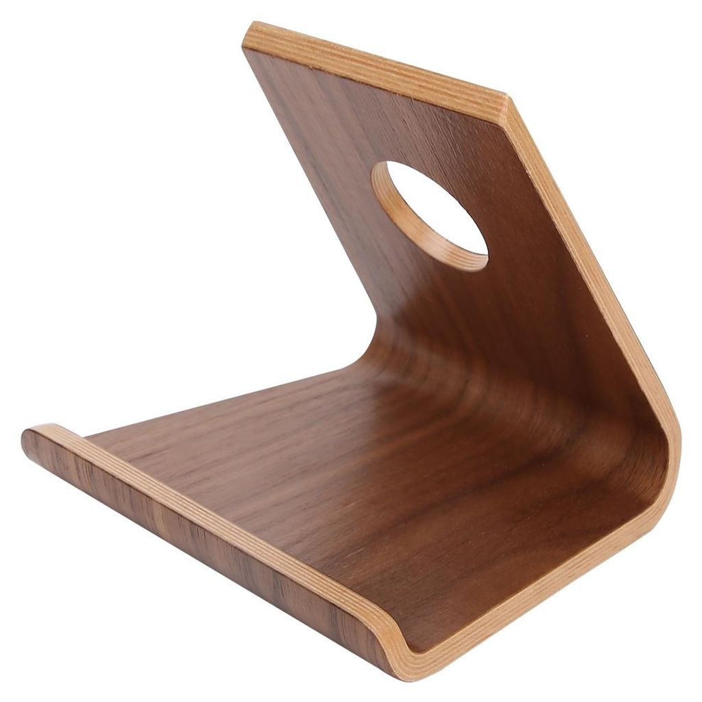 Doppelseitiger Ständer aus Holz in Nussbraun für Desktop-PCs, Tablets, Handys und iPads