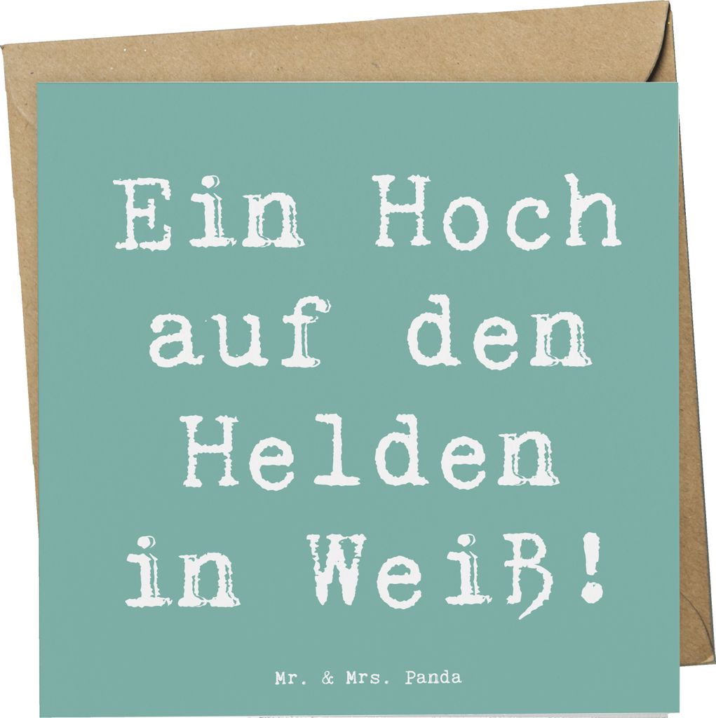 Mr. & Mrs. Panda Glückwunschkarte Spruch Arzt Held - Meeresbrise - Geschenk, Ein Hoch auf den Helden in Weiß, Lächeln, Pflege, Anerkennung, dopp...