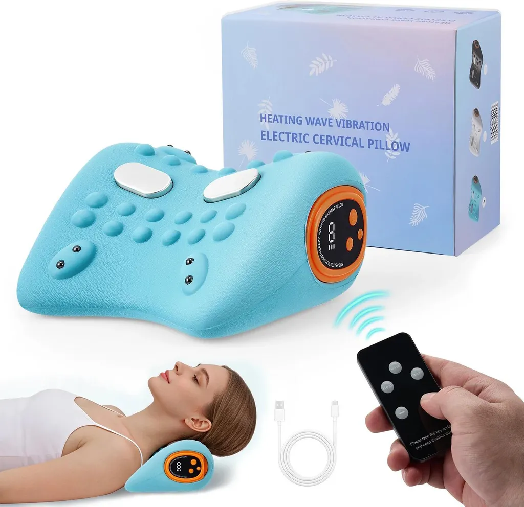 Appareil de massage Shiatsu nuque et épaules 3 en 1 EMS Chaleur Bleu