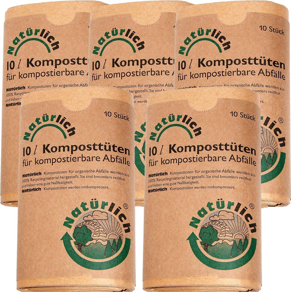Natürlich Komposttüten für komposttierbare Abfälle 5 x 10 Stk.
