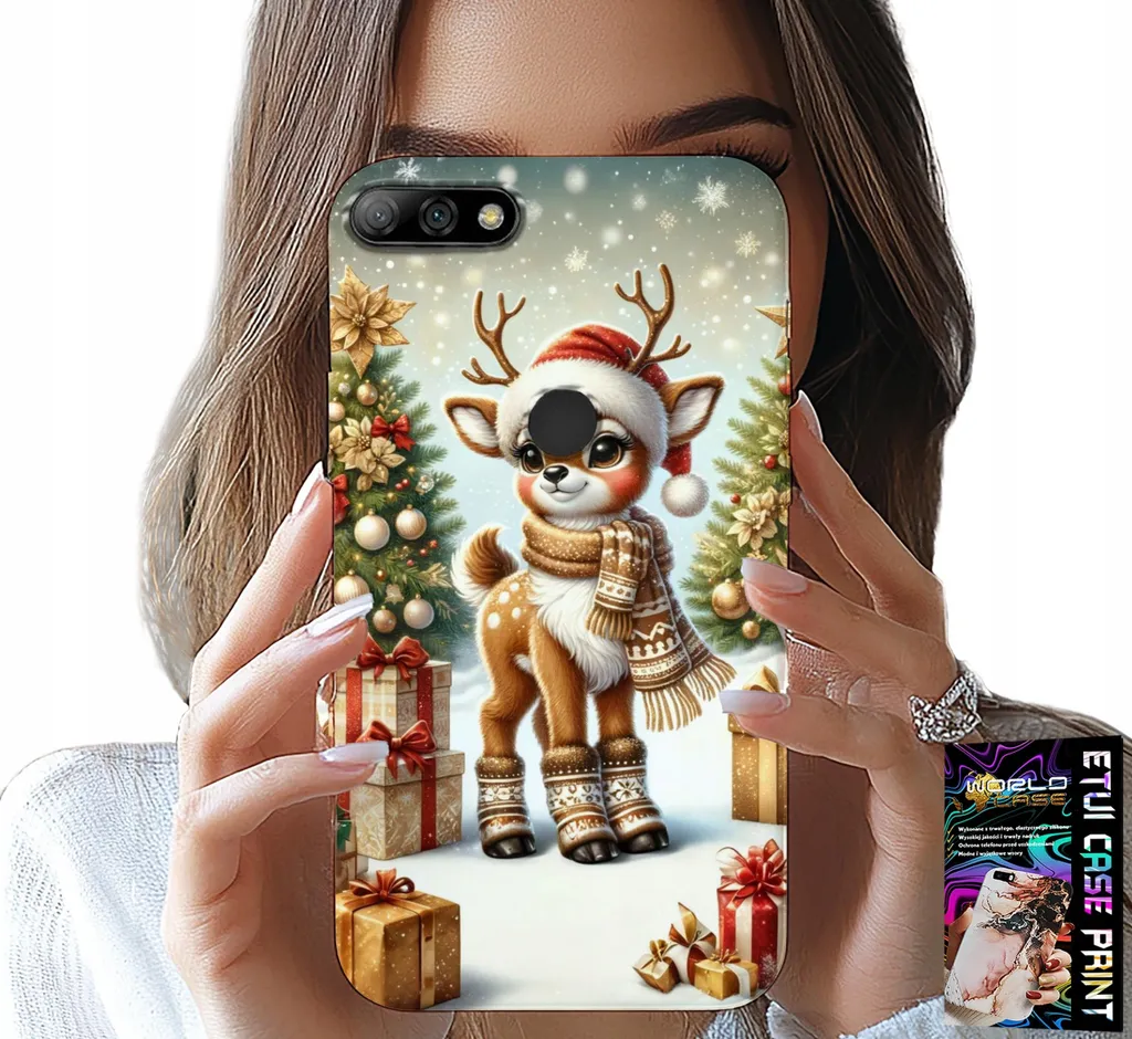 Cover Huawei Y7 2018 Natale con Renna e Protezione Schermo Vetro