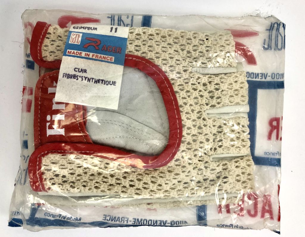 Original GANT 1970s Vintage Fahrradhandschuhe, Fahrerhandschuhe weiß / rot, Größe 10