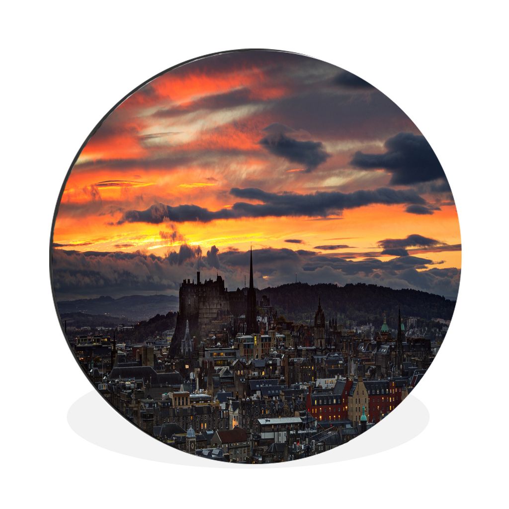 MuchoWow Aluminium Wandkreis Architektur - Horizont - Edinburgh Ø 60 cm Wanddeko Modern Wohnzimmer - Wand Kreis - Wandbild - Schlafzimmer - Alum...
