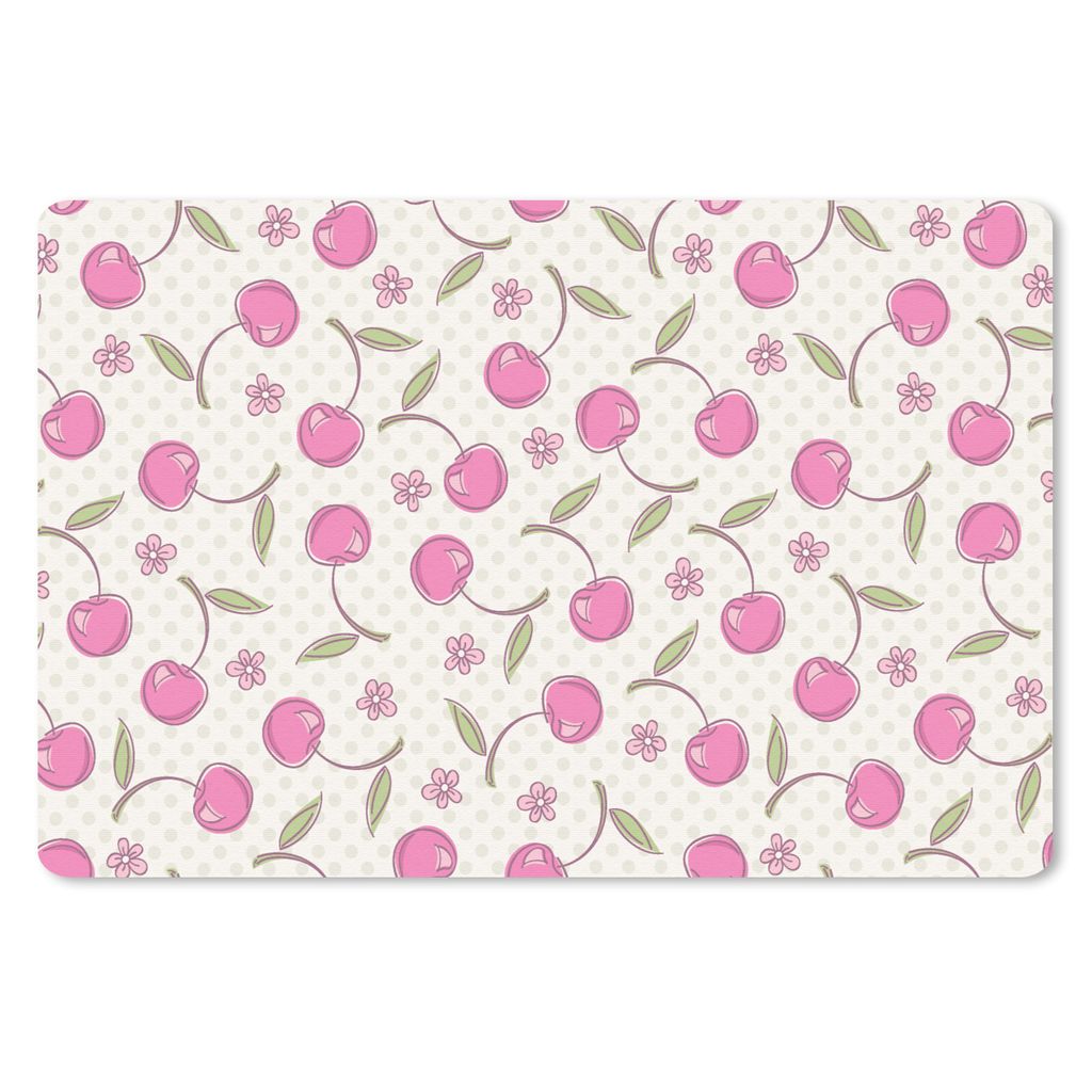 MuchoWow Schreibtischunterlage Kirschen - Blumen - Tupfen - Muster 60x40 cm - XXL Mauspad - Großes Mauspad