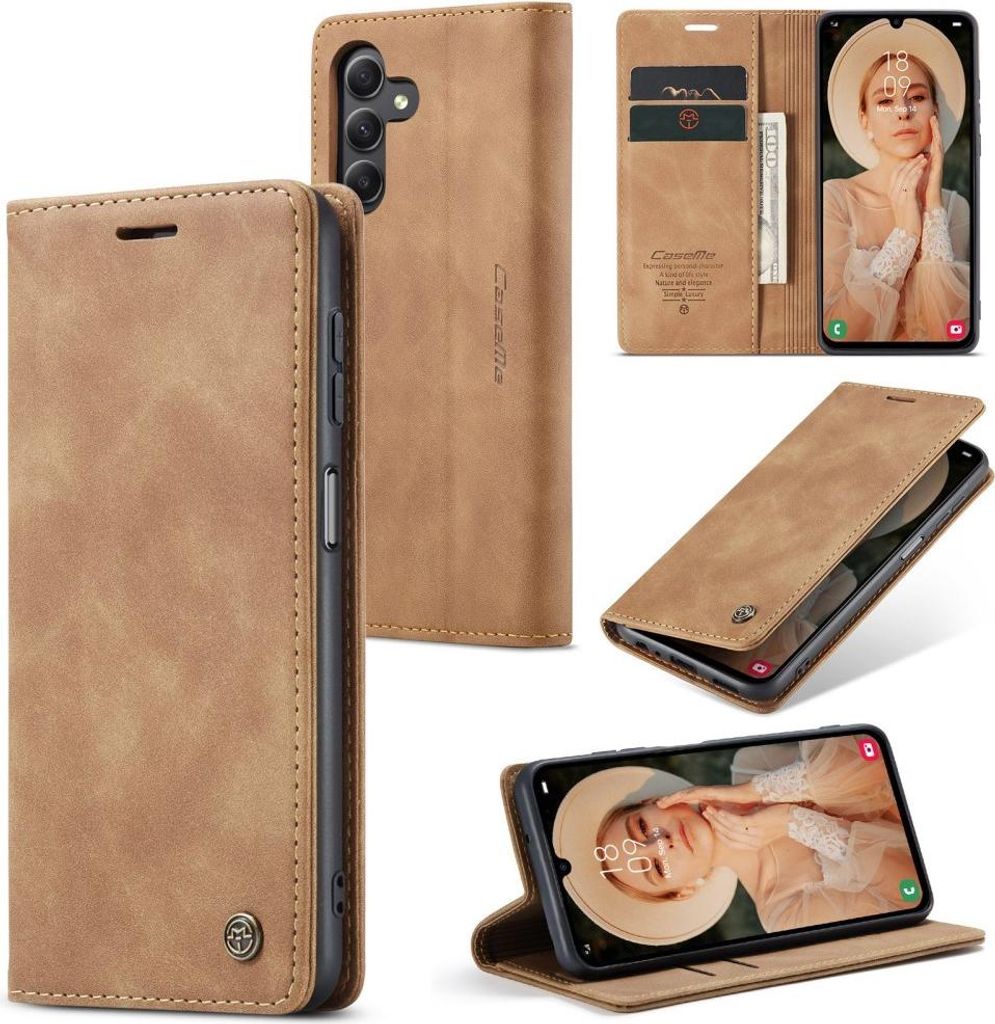 Samsung Galaxy A15 Hülle - CaseMe 013 Klapphülle - Braun