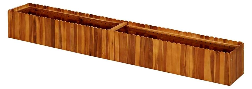Anbautisch für aromatische Pflanzen im Hausgarten, Gartenbeet aus massivem Akazienholz, 200 x 30 x 25 cm