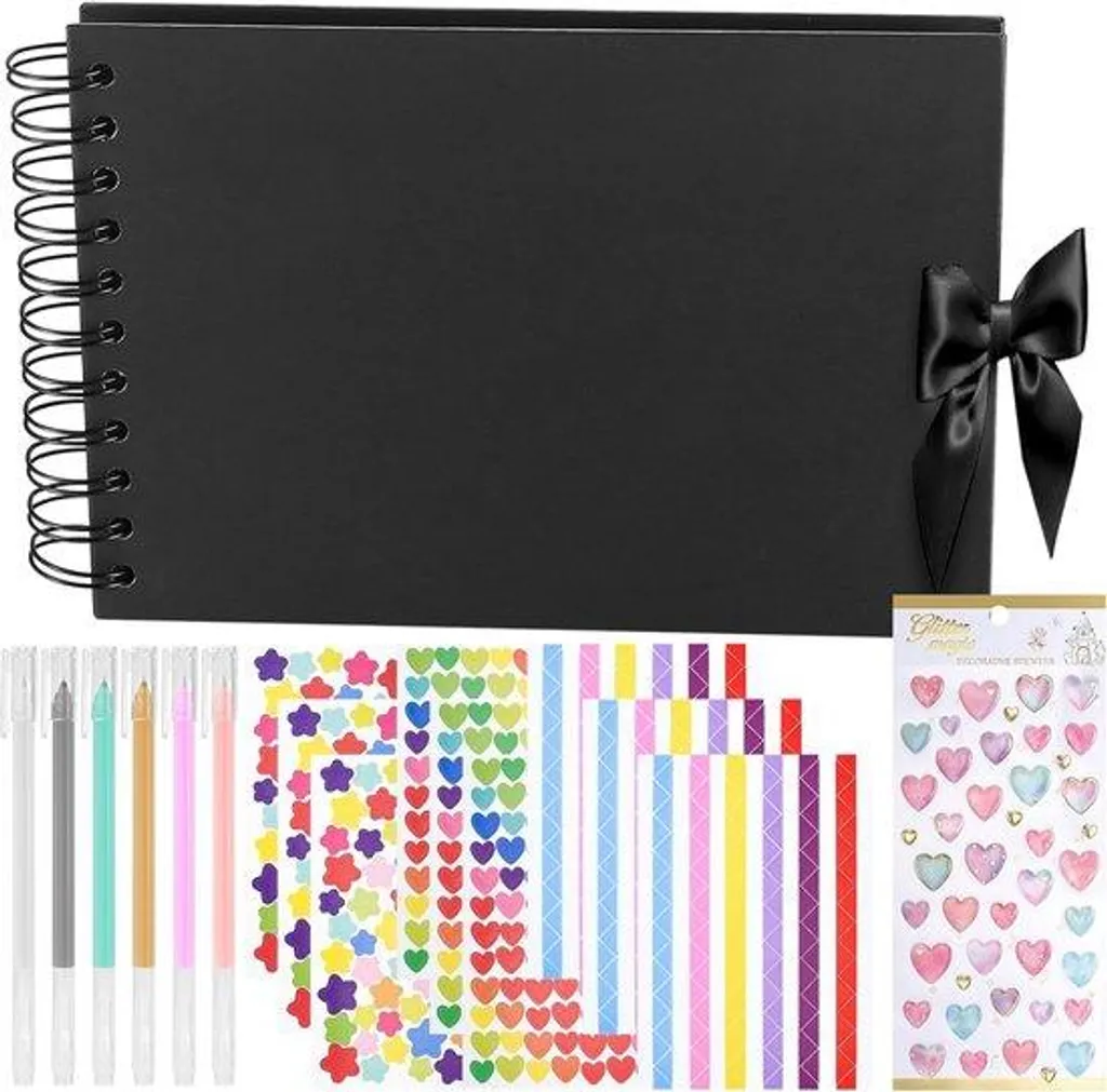 Album photo scrapbook A5 noir - 30 pages vierges - Parfait pour créatifs