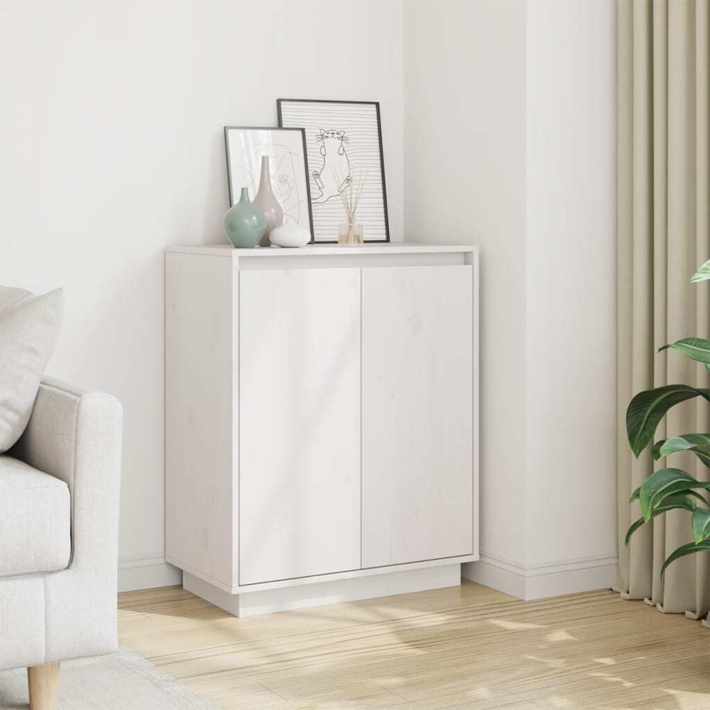 vidaXL Sideboard Weiß 60x34x75 cm Massivholz Kiefer
