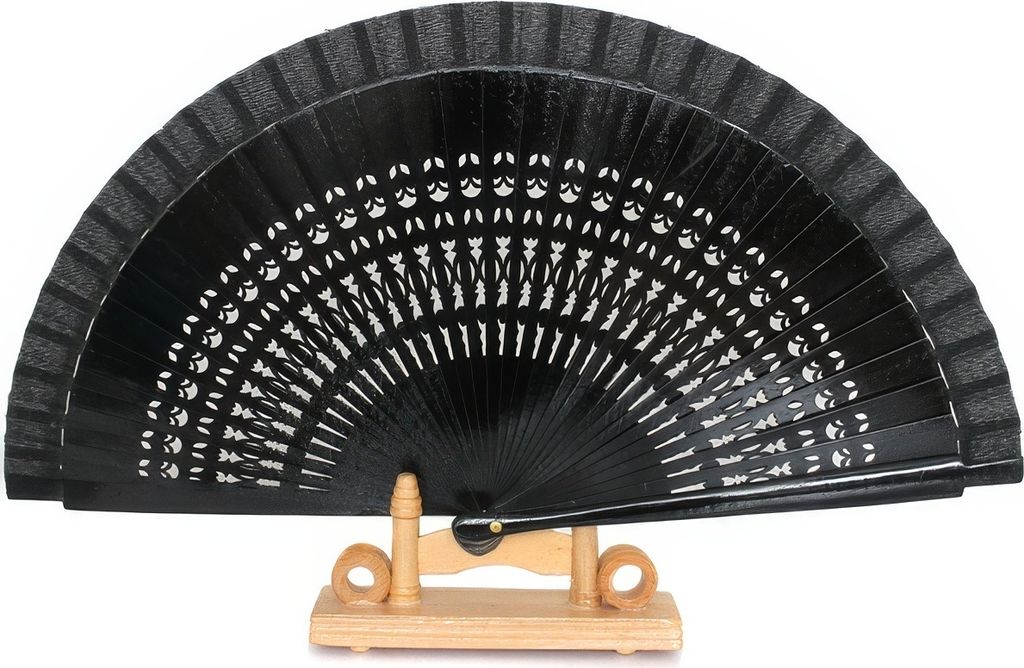 Holzfächer Handfächer Fächer Holz Dekofächer schwarz (03) Produktbild 