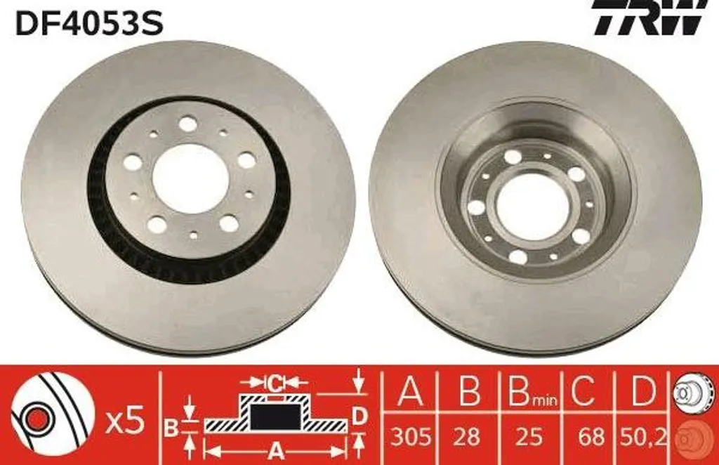 Fin des vibrations au freinage : Disque TRW DF4053S pour Volvo 272404