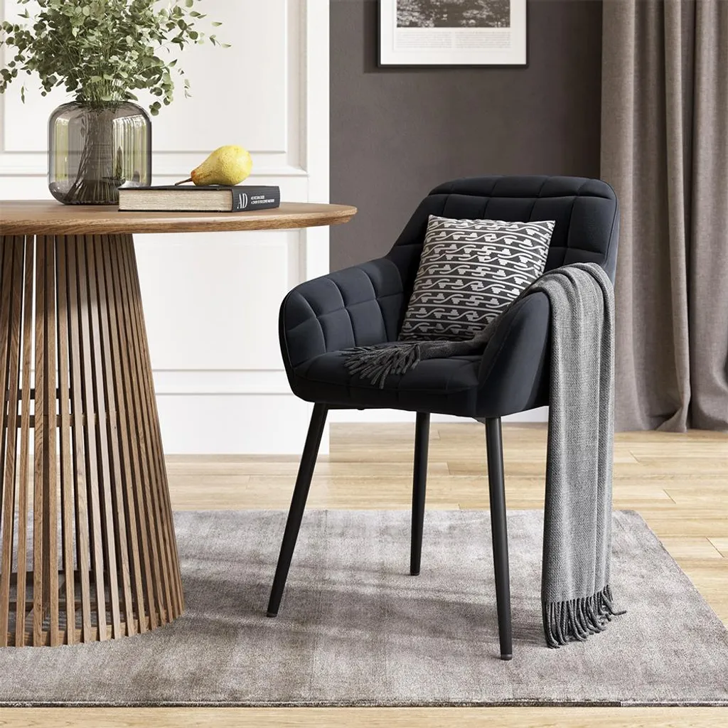 Chaise de salle à manger Vicco Relio, fauteuil de table Noir moderne