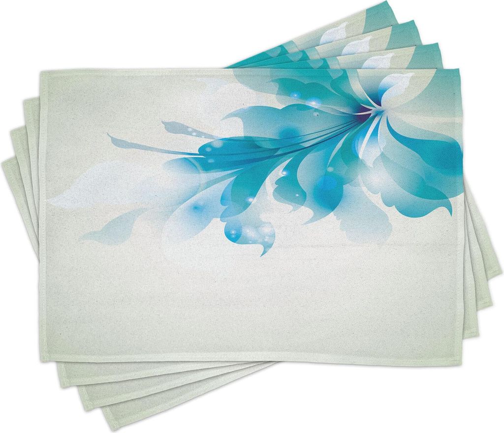 ABAKUHAUS Abstrakt Platzmatten, Abstrakte Digital Illustrierte Blumen Ombre Schatten Bokeh Effekt Muster, 30 x 45 cm, Blassblau Weiß