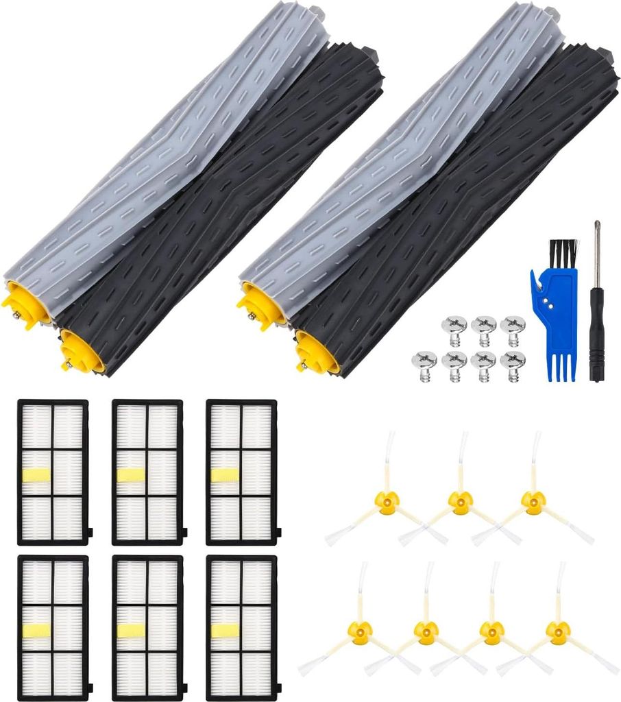 Zubeh?r-Teile-Set fš¹r Staubsauger iRobot Roomba 800 900 Serie 860 865 870 880 896 960 966 976 980 981, Ersatzteile fš¹r Roomba, 2 S?tze Gummib...