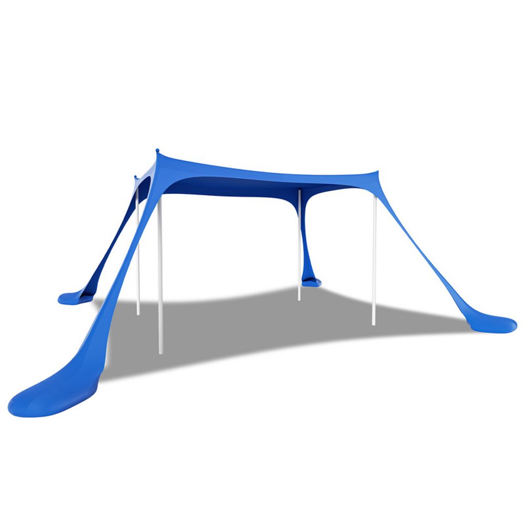 Clanmacy Strandmuschel Elasthan mit Tragetasche Sonnendach Sonnensegel Wasserfest Sandsaecken Tragbar UV Schutz 50+ Sonnenschutz Sonnenzelt Strandm...