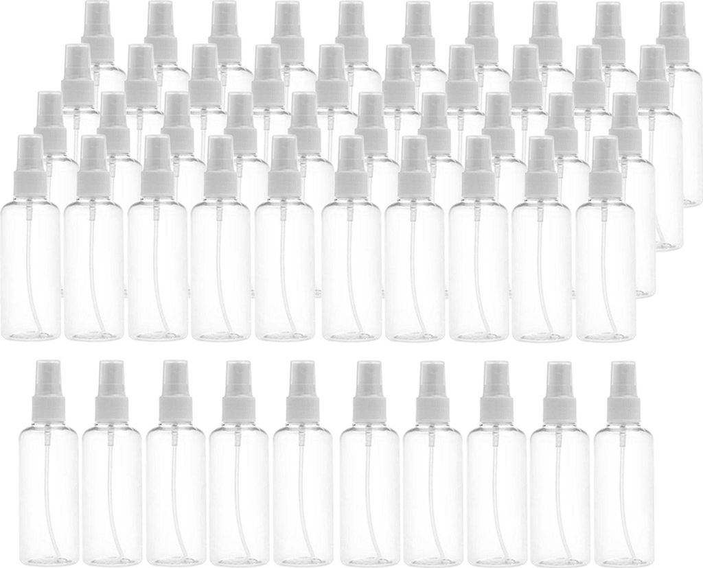 50 Stk. 100ml Leer Sprühflasche mit Zerstäuber, Klare Kosmetik Feinnebel Reiseflasche