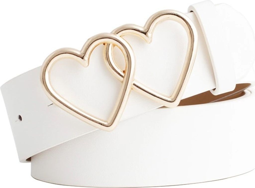 Eleganter Damen Gürtel Hearts in Weiß – Hochwertiges Leder KP8278
