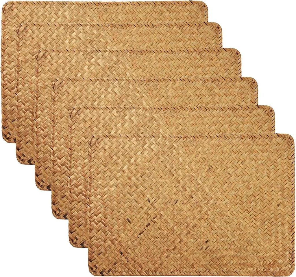Sets de Table Antidérapants en Jonc de Mer Résistants à la Chaleur x6