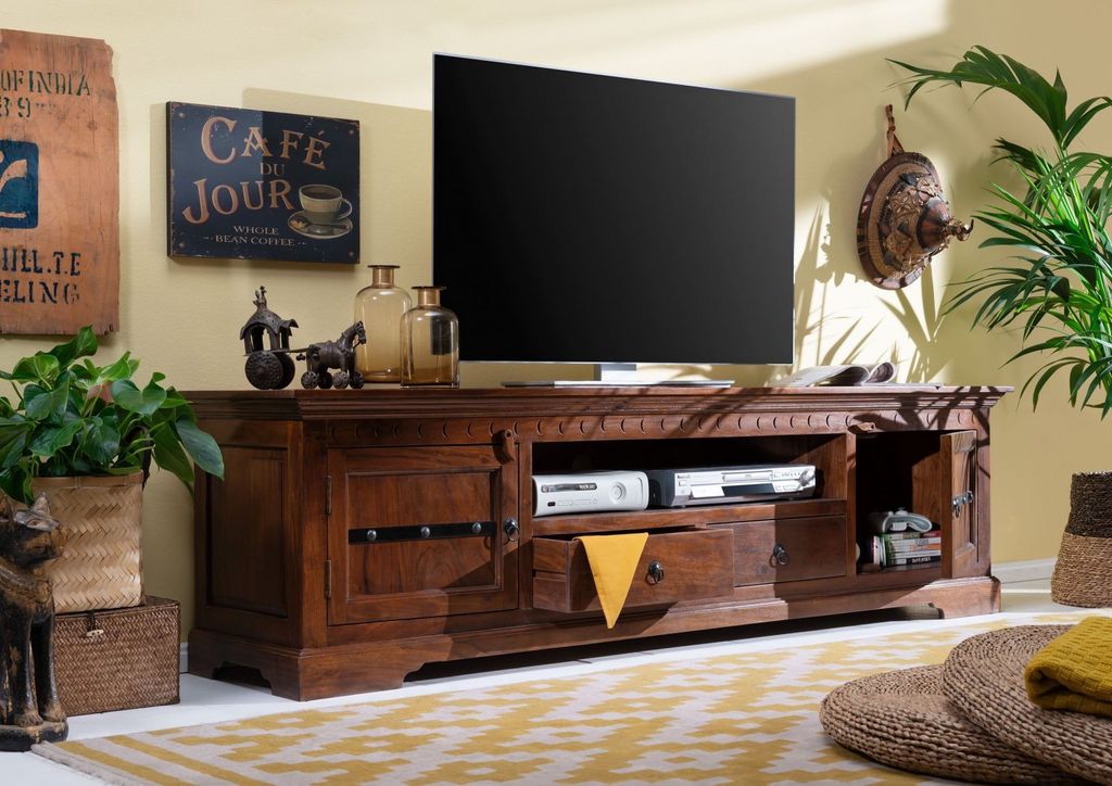 MASSIVMOEBEL24 TV-Board Akazie 200x45x55 nougat lackiert Produktbild 