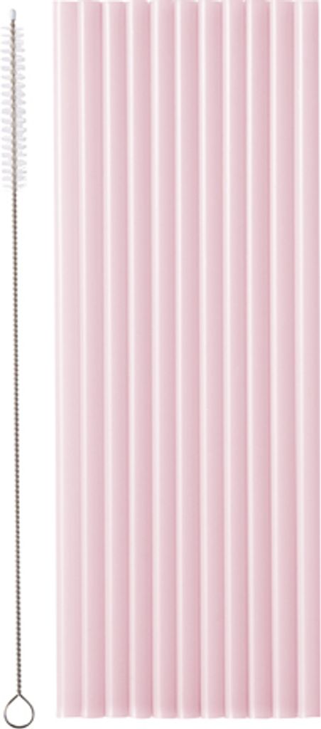 576 Plastikstrohhalme + Reinigungsbürste, 23 cm, rosa, wiederverwendbar
