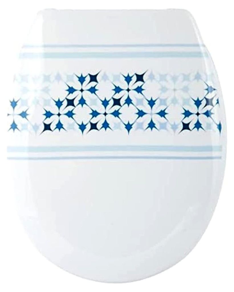 Abnehmbarer WC-Sitz mit Absenkautomatik und Schnellbefestigung, Toilettensitz "Malta" in Blau und Weiß