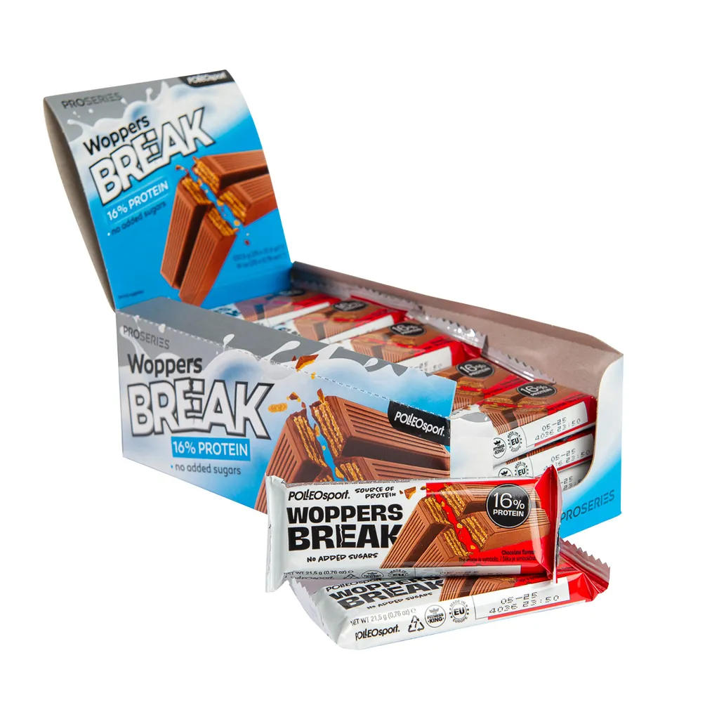 Polleo Woppers Break 25 x 21,5 g - Gaufrettes chocolatées croustillantes