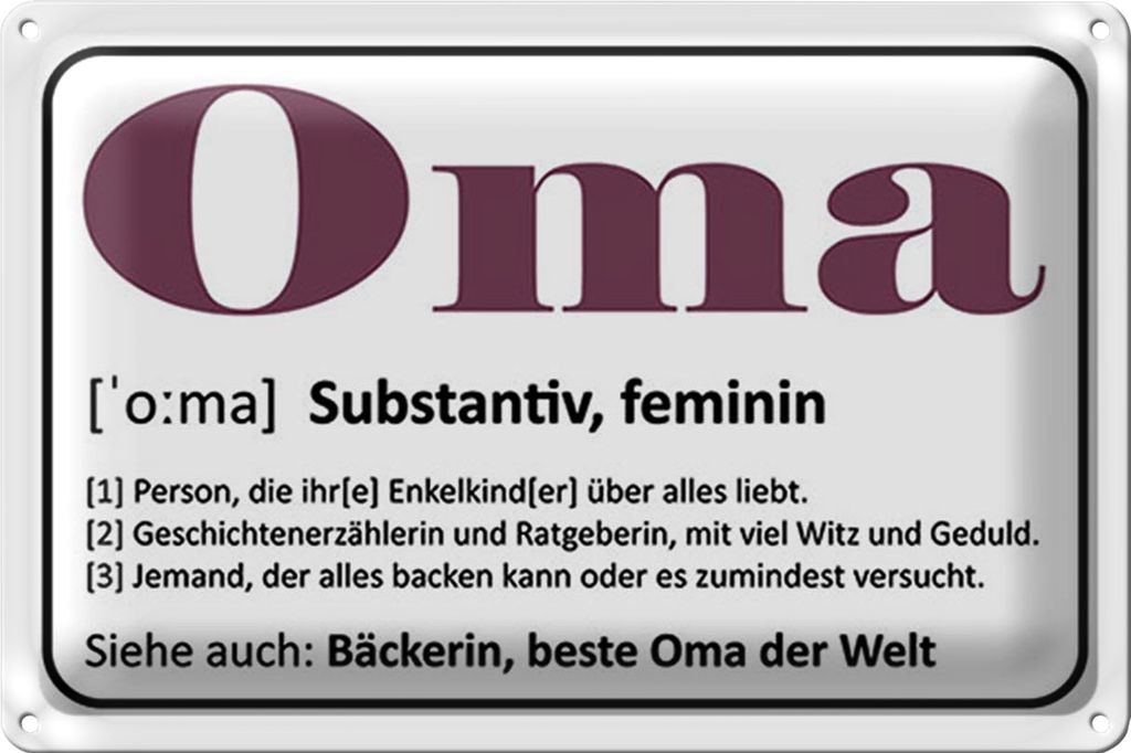 Blechschild Spruch 18x12cm Oma Bäckerin beste Oma Welt