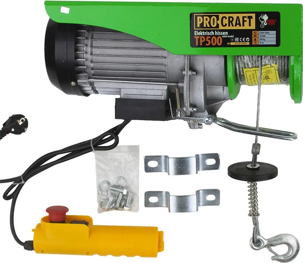 Treuil électrique Procraft TP500 - Palan à câble acier levage 500kg