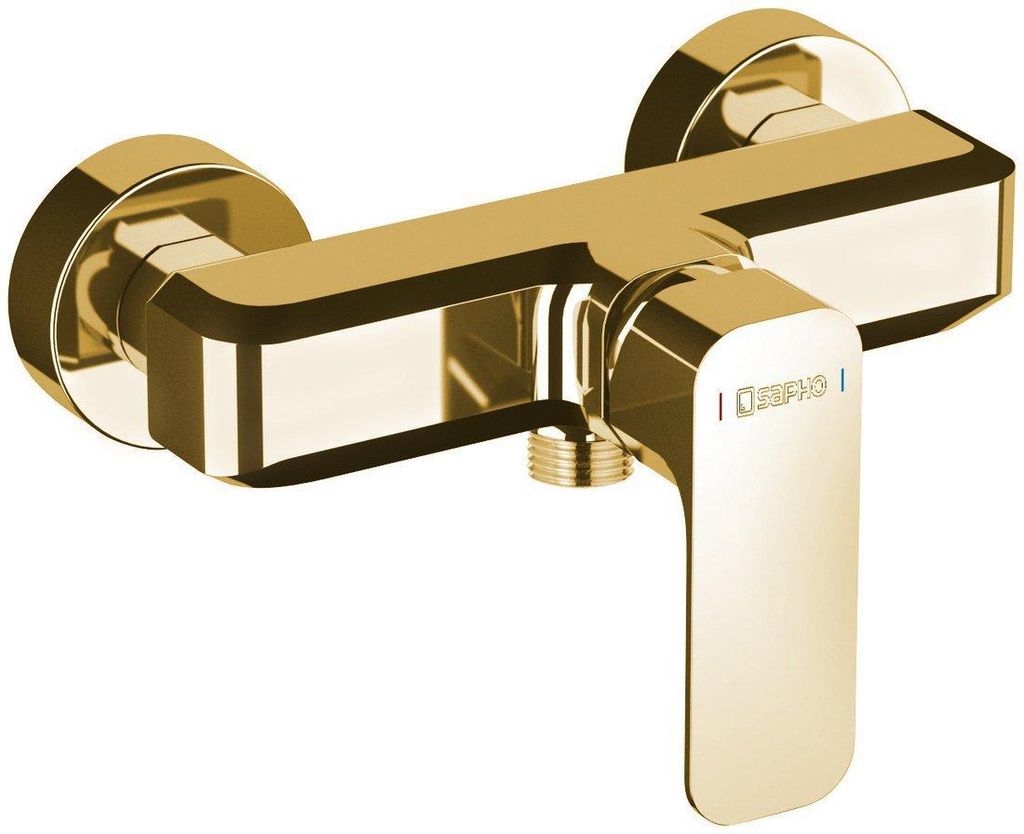 Goldene Duscharmatur aus massivem Messing, Kartusche 35 mm, Wandmontage 150 mm
