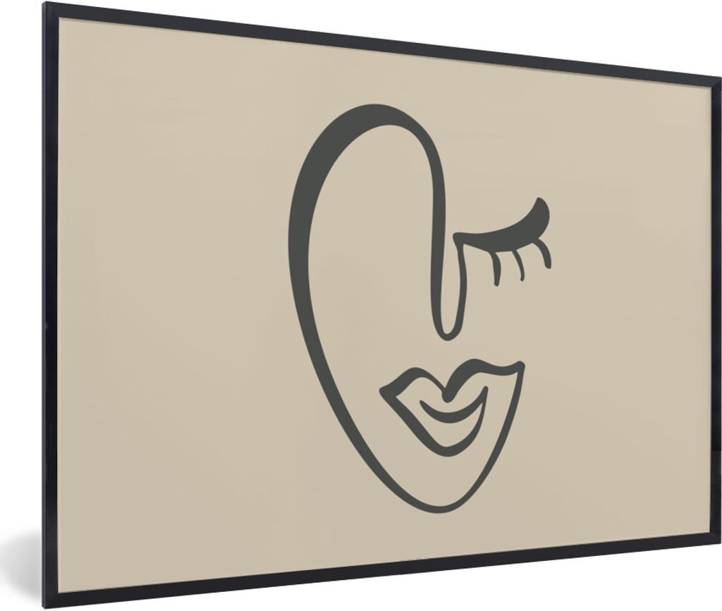 MuchoWow Gerahmtes Poster Frau - Lippen - Abstrakt 60x40 cm - Poster mit Schwarzem Bilderrahmen Wandposter Rahmen Foto Bilder - Printing - Wandde...