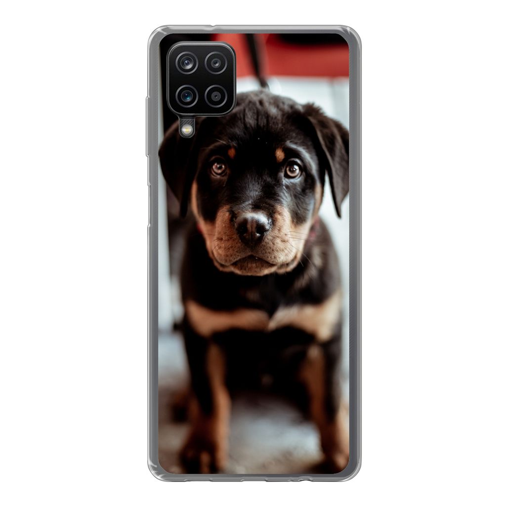 MuchoWow Handyhülle Schutzhülle Hülle für Samsung Galaxy A12 Jung - Hund - Kamera Silikon Softcase Handy Hülle - Bild