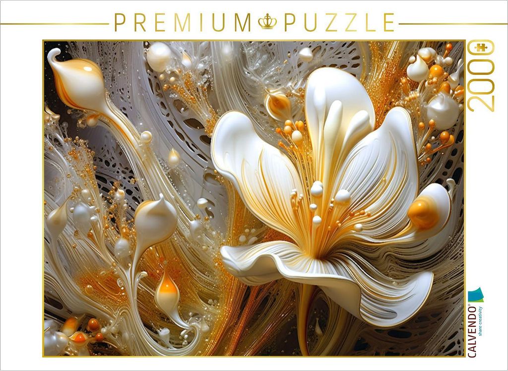 CALVENDO Puzzle Zartes Geflecht - edle Blüten in orange und gold | 2000 Teile Lege-Größe 90x67cm Foto-Puzzle für glückliche Stunden