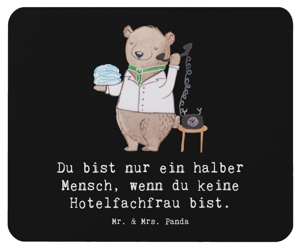 Mr. & Mrs. Panda Mouse Pad Hotelfachfrau Herz - Schwarz - Geschenk, laptop mousepad, Spruch, Ausbildung, pc mausunterlage, Hotelfachangestellte, Ma...