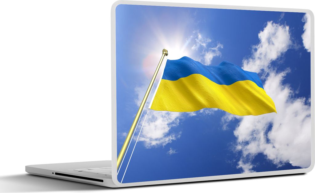 MuchoWow Laptop Aufkleber Sticker Cover Flagge der Ukraine an einem sonnigen Nachmittag 30x21 cm - Sticker für Laptop - Selbstklebend
