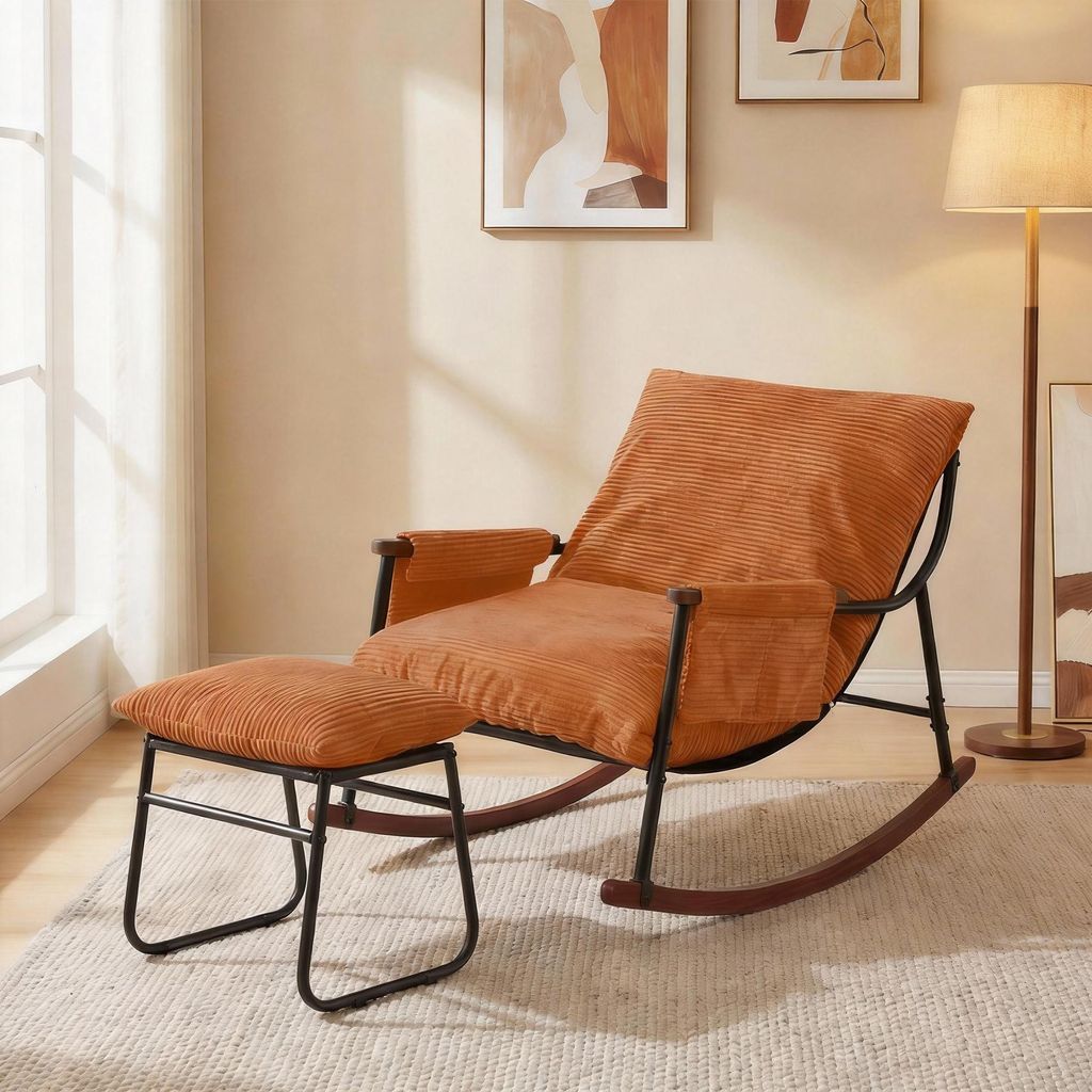 Fauteuil à bascule d’allaitement avec repose-pieds, poche Image du produit 