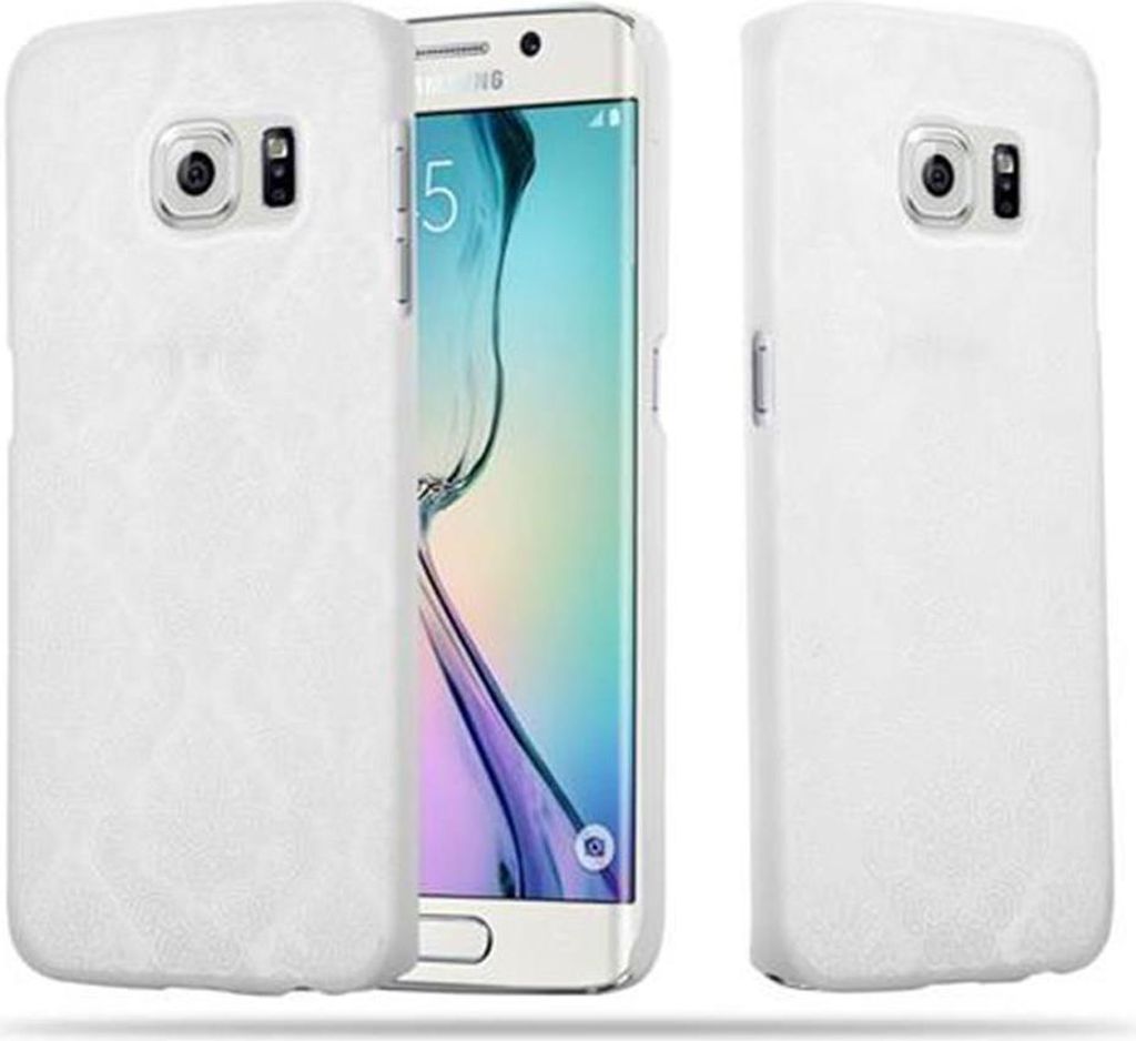 Cadorabo Hülle für Samsung Galaxy S6 EDGE Schutz Hülle in Weiß Hard Case Schutzhülle Blumen Etui Handyhülle