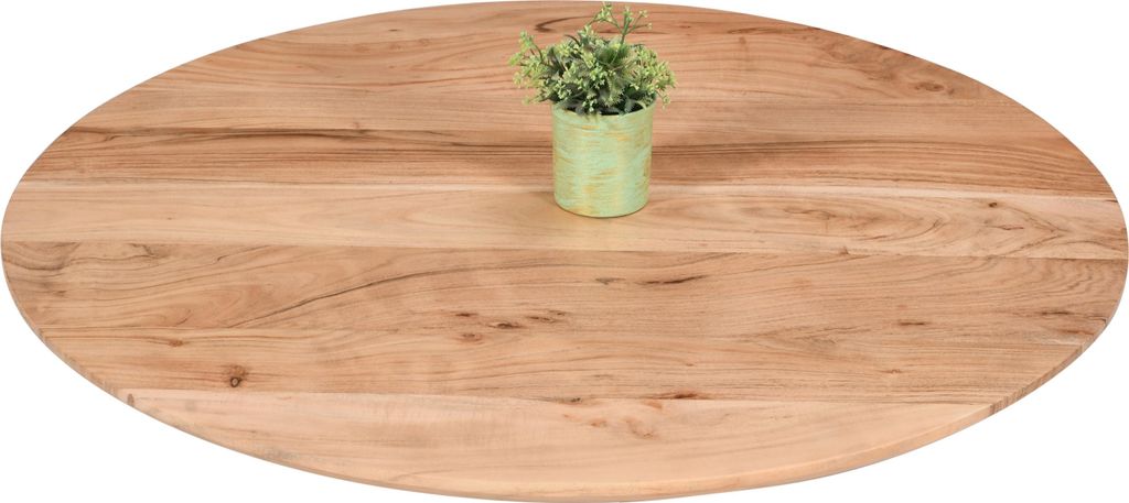 Tischplatte Schweizer Kante Akazie naturfarben 100 cm rund Brasilia