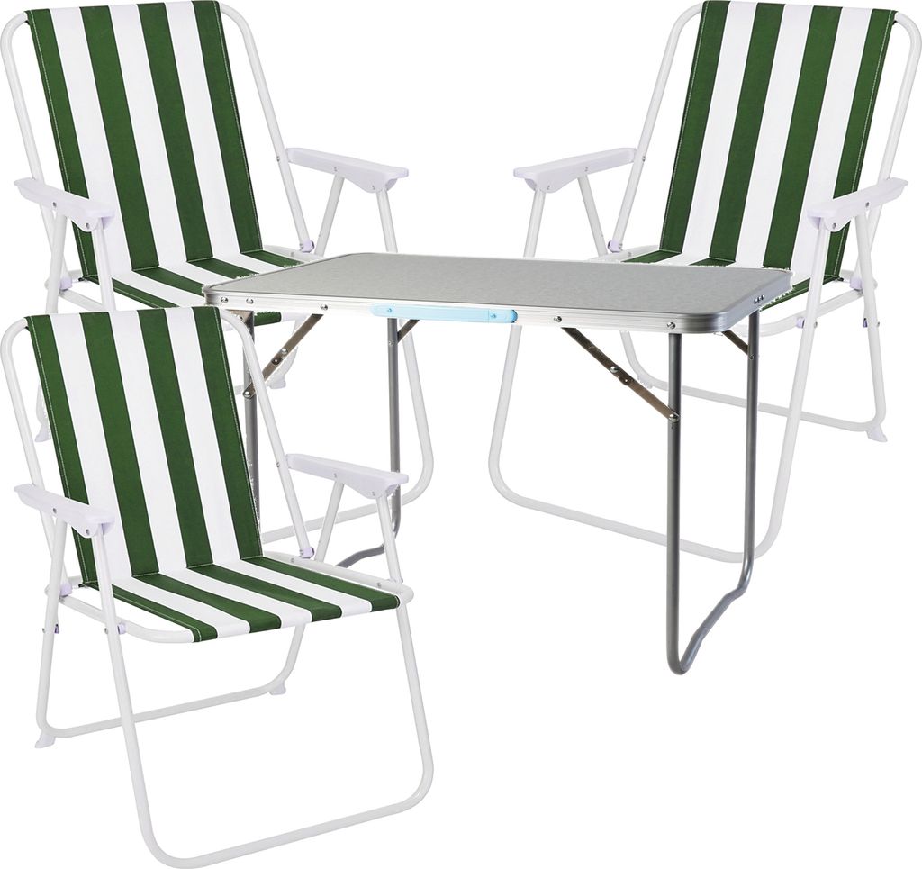 4-teiliges Campingmöbel Set Alu L70xB50xH59cm grün-weiß