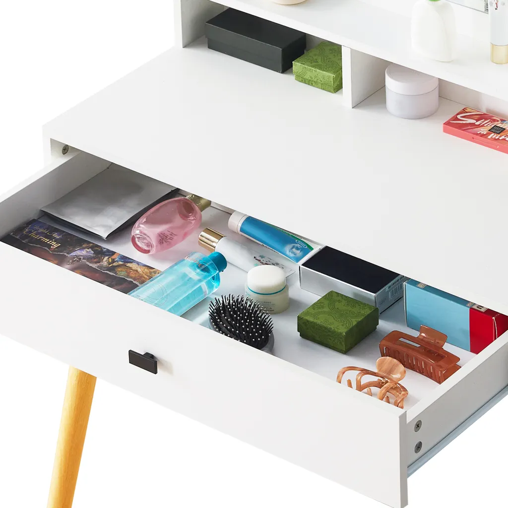 Coiffeuse CLIPOP avec miroir LED éclairé et table de maquillage extensible